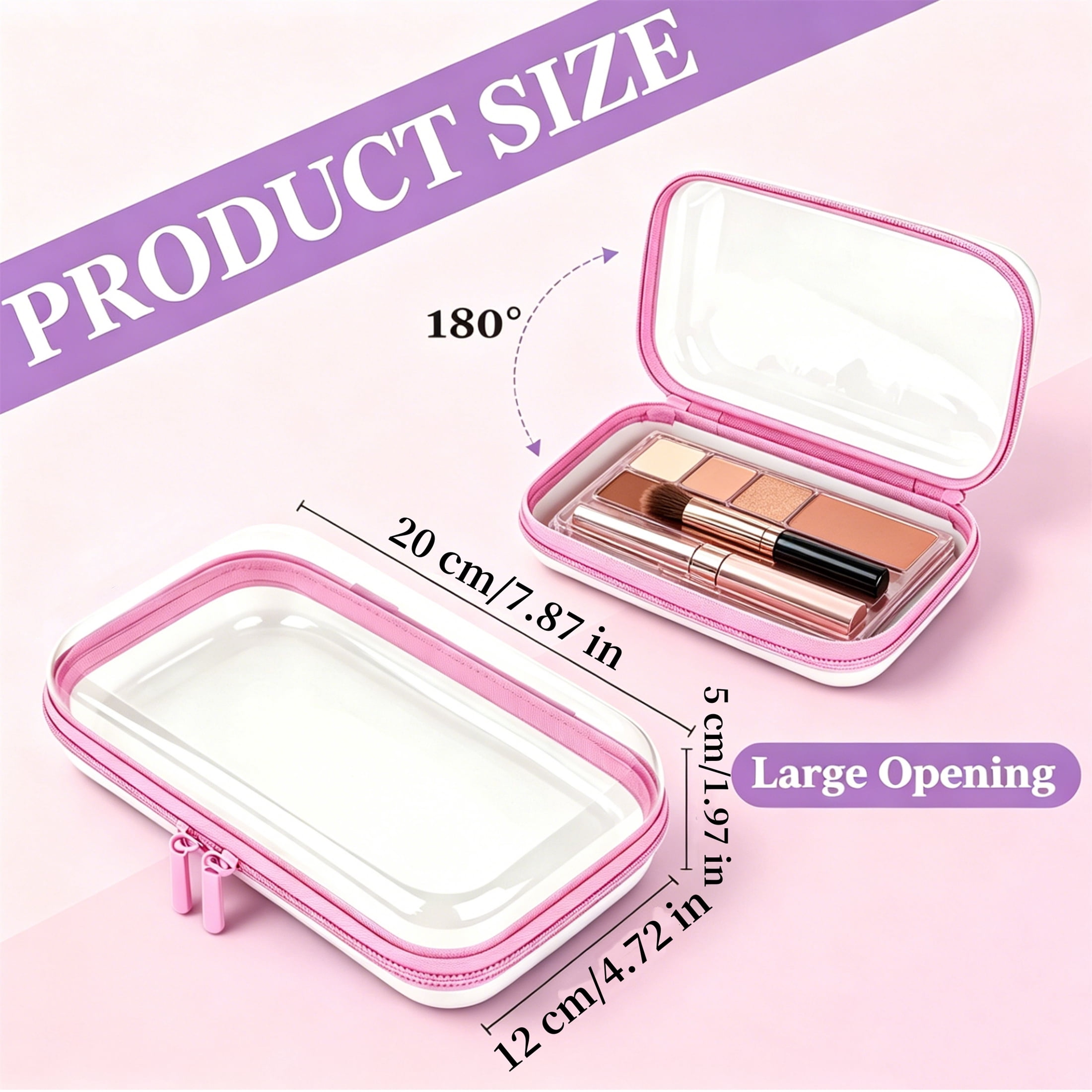 Topboutique Clear Toiletry Bag 4 Pcs Transparent Zipper Bags Travel Pouches Multipurpose Storage Cases Makeup Organizers Hard Zipper Case for Pencil Cosmetics Snacks Toy,4 Colors,Small