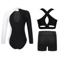 thumbnail image 3 of iiniim Girls Ballet Dance Biketard with Shorts and Vest Gymnastics Bodysuit 3 Piece Athletic White 8, 3 of 7