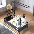 thumbnail image 1 of MesaSe Sponge Holder Kitchen Sink Caddy Organizer Kitchen Sink Caddy Sponge Holder 3 in 1 Sink Organizer with with Towel Rack and Removable Drain Tray 9.8 x 6.7 x 9.5in, 1 of 9