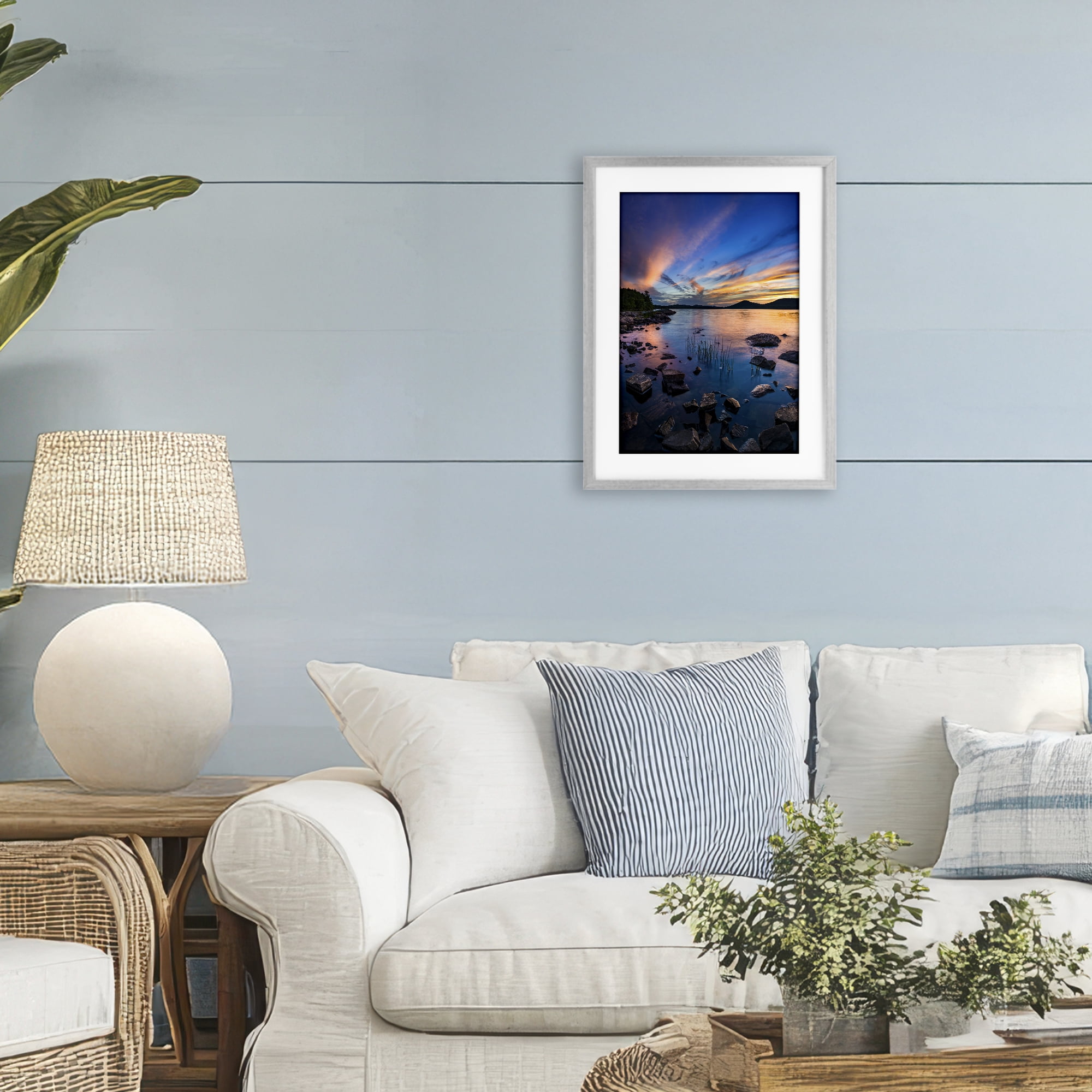 Stupell Industries Sunrise on Piseco Lake Gray Framed Print Under Glass, design by Jonathan Zaharek