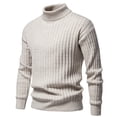 thumbnail image 2 of Styesk Mens Sweater Solid Color Pullover Sweater Cable Knit Turtleneck Sweater Comfy Soft Oversized Sweater Casual Loose Sweaters with Ribbing Edge, 2 of 8