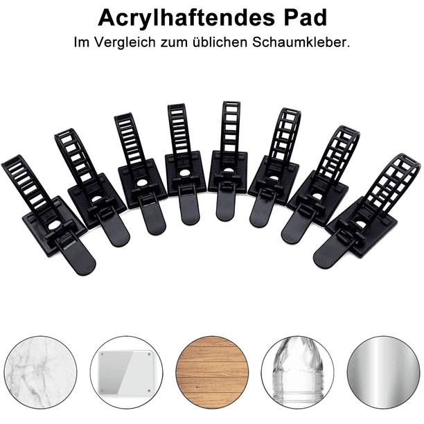 50 Soportes Ajustables Para Cables Con Adhesivo 3M - Clips Organizadores De Cables Para Escritorio, Pared Y Oficina
