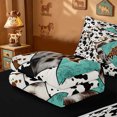 thumbnail image 5 of meiyoeat Cow Print Monogram A Zipper Twin Comforter Sets with Fitted Sheet and 2 Pillowcases For Boys,Western Leopard Initial Zipper Bedding Set,Black Reversible,4-Piece, 5 of 7
