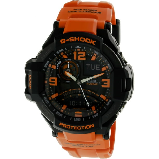 casio orange digital watch