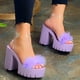 thumbnail image 1 of Sandalias inclinadas de fondo grueso para mujer Zapatos de plataforma con cuña de tacón alto sólido Wmkox8yii  shjk5682, 1 of 4