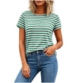 thumbnail image 2 of Otntypg Women's Striped Short Sleeve T-Shirt - Trendy Basic Athletic T-Shirts Loose Soft Crew Neck Casual Summer Tops for Work Weekend, 2 of 8