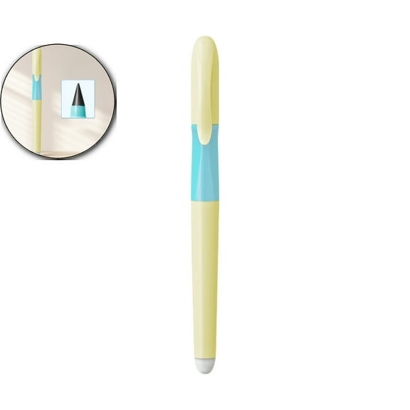 Dvruxg No Sharpening Writing & Drawing Pencil – Durable Plastic Pencil with Graphene Tip, Built-in Eraser & Comfort Grip(Yellow)