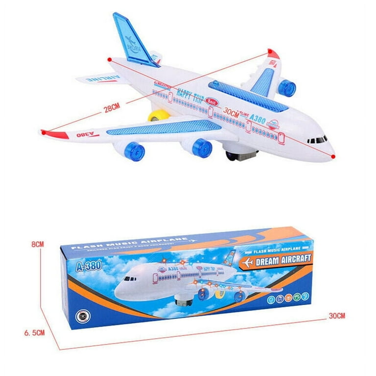 LED Bump and Go Aeroplane with Light Music Toy Flashing Airbus