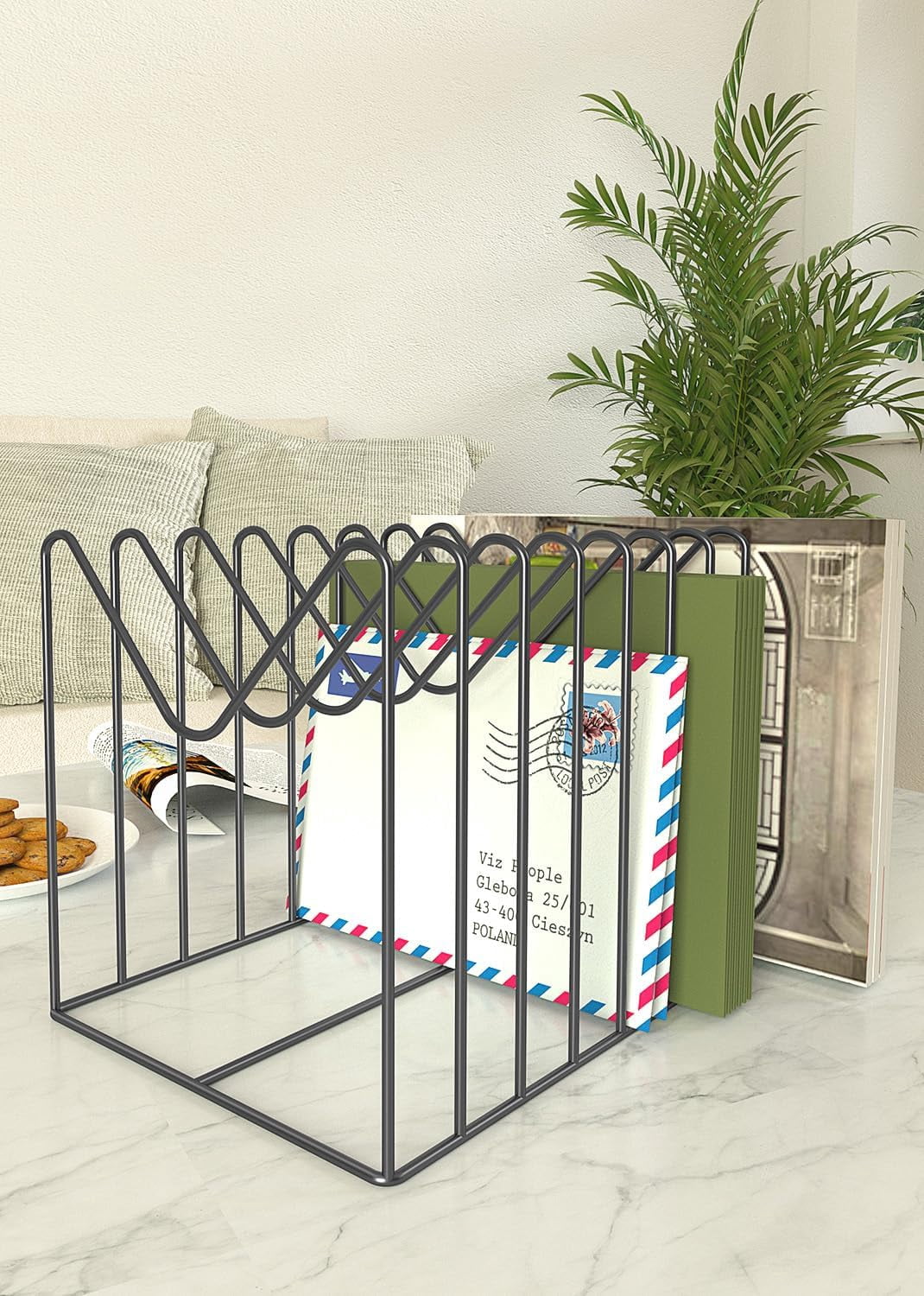 File Organizer for Desk, File Sorter, File Folder Holder, Desktop Clipboard Holder, Storage, Metal Holder, Black