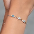 thumbnail image 4 of Gem Stone King 925 Silver and 10K Yellow Gold Swiss Blue Topaz Moissanite Sky Blue Aquamarine and Lab Grown Diamond Tennis Bracelet for Women By Keren Hanan (1.95 cttw, Adjustable up To 9 inch), 4 of 4
