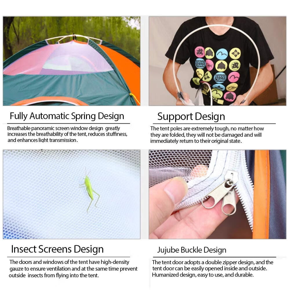 2 Person Instant Pop Up Lightweight Camping Tent,Outdoor Easy Set Up Automatic Family Travel Tent,Portable Backpacking Ultralight Waterproof Windproof Anti-UV Sun Shelter Tent…