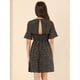 thumbnail image 5 of Vestido floral de manga corta con campana de cintura fruncida sin espalda de verano para mujer Negro S, 5 of 6