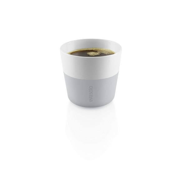 Eva Solo | 2 Lungo Tumbler Mugs | 8 oz Porcelain Coffee Cup Tumblers with Silicone-coated Grip for a secure grip | Dishwasher Safe | Danish Design, Functionality & Quality | Marble grey