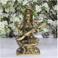 thumbnail image 5 of Brass Saraswati Statue in Brass Handmade Saraswati Idol Goddess of Knowledge Saraswati Ma Murti Indian Idols Handcrafted Saraswati Sculpture Hindu Goddess Statue - AtoZ India Cart, 5 of 5