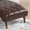 thumbnail image 6 of Faux Leather Chaise Lounge Chair,Modern Button Tufted Chaise Lounge Sofa,Leisure Accent Chair Ergonomic Upholstered Indoor Sleeper Chair with Solid Wood Legs for Living Room Bedroom Office,Dark Brown, 6 of 7