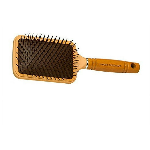 Mixed Chicks Paddle Brush with Hardened Plastic and Wood Handle (Single)