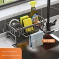thumbnail image 4 of Carbon Steel Over Sink Dish Rack with Drip Tray - Kitchen Drying Rack Large Capacity Kitchen Organizer Rack , Hooks & Towel Bar, Sponge Holder, Anti-Pooling, No Drill, Gray, 4 of 5