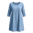 thumbnail image 4 of Zpzdpjkx Womens Cotton Linen Tunic Dress, Crew Neck 3/4 Sleeve Casual Summer Dress with Pockets, 4 of 6