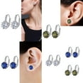 thumbnail image 2 of serony Boucles d'Oreilles Rondes en Strass pour Femmes, Argent, 2 of 7