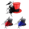 thumbnail image 4 of serony Vintage Feather Fascinator Top Hat Wedding Gothic Magic Hat Burlesque Magic Bridal Woman Fancy Dress Red, 4 of 9