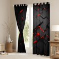 thumbnail image 3 of Feelyou Stereoscopic Curtains Pack of 2 (42x84 Each), Black Red Square Curtains Blackout, 3 of 6