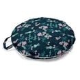 thumbnail image 1 of Romantic Round Floor Cushion with Handle, Summer is Here Message with Blossoming Pomegranate Fruits Tree, Decorative Pillow for Living Room & Dorms, 18" Round, Pale Pink Dark Petrol Blue, by Ambesonne, 1 of 4