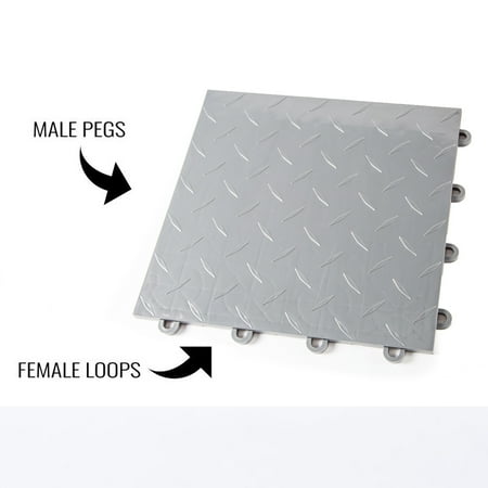 FlooringInc Diamond Nitro Motorcycle Mats, 5'x10', Black & Artic White