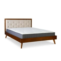 King Bed Platform Oatmeal Mid Century Modern Ash Wood Bed Frame Headboard Included