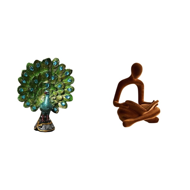 Figura de escritorio,Estatua de pavo real en estante,escritorio,decoración del hogar,Figuras decorativas creativas para la oficina y el hogar,Figura del pensador abstracto,Estatua de Pensador