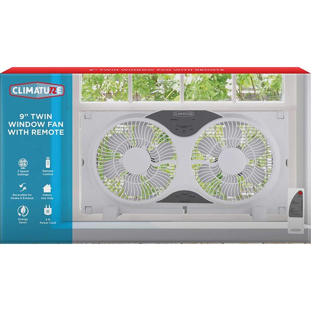 Climature 9 inch Twin Window Fan with Remote Control White Walmart