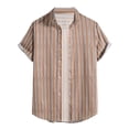 thumbnail image 1 of Blusa informal de manga corta con estampado de rayas playeras y botones para hombre Pompotops  oipoqjl47330, 1 of 7