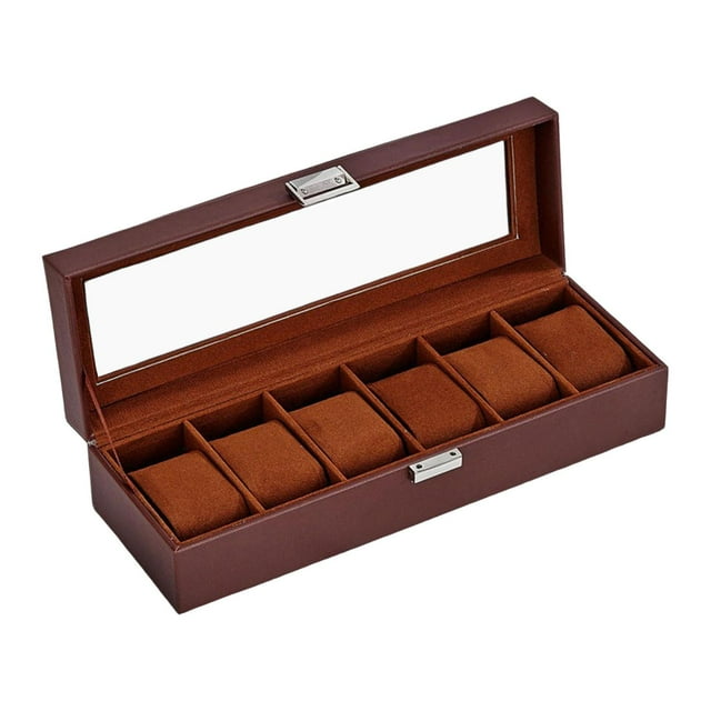 Caja de almacenamiento para exhibición de relojes, estuche para relojes a prueba de golpes, almohadillas extraíbles, estuche protector para relojes de Café