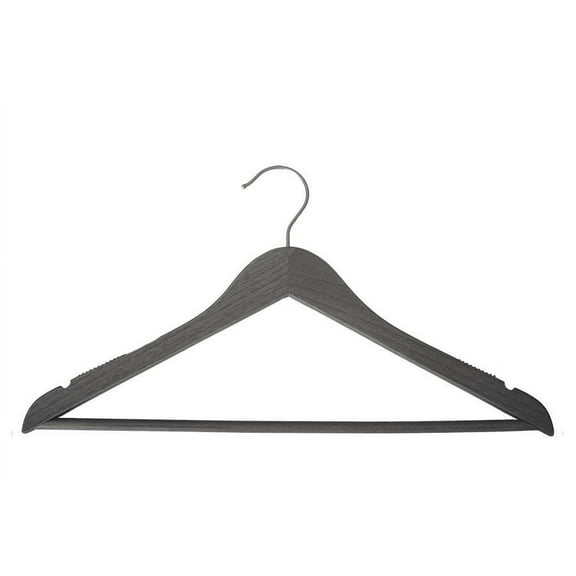 NAHANCO Wooden Suit Hanger with Bar, 17" - Greywash, 100/CTN