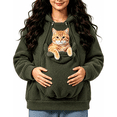 thumbnail image 2 of Pet Pouch Hoodie for Women, Sherpa Fleece Pet Carrier Hoodie with Zippered Kangaroo Pouch, Oversized Warm Sweatshirt with Side Pockets, 2 of 8
