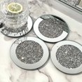 thumbnail image 4 of Posavasos con espejo de cristal de 4 Uds., 4x4 pulgadas, copa de diamante triturado, decoración de mesa para restaurante, cocina, Bar, mesa de comedor, 4 of 5
