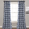 thumbnail image 1 of Juego de cortina para ventana de Oscurecimiento de habitación Half Moon Diamond Ikat azul marino 52x84, 1 of 2