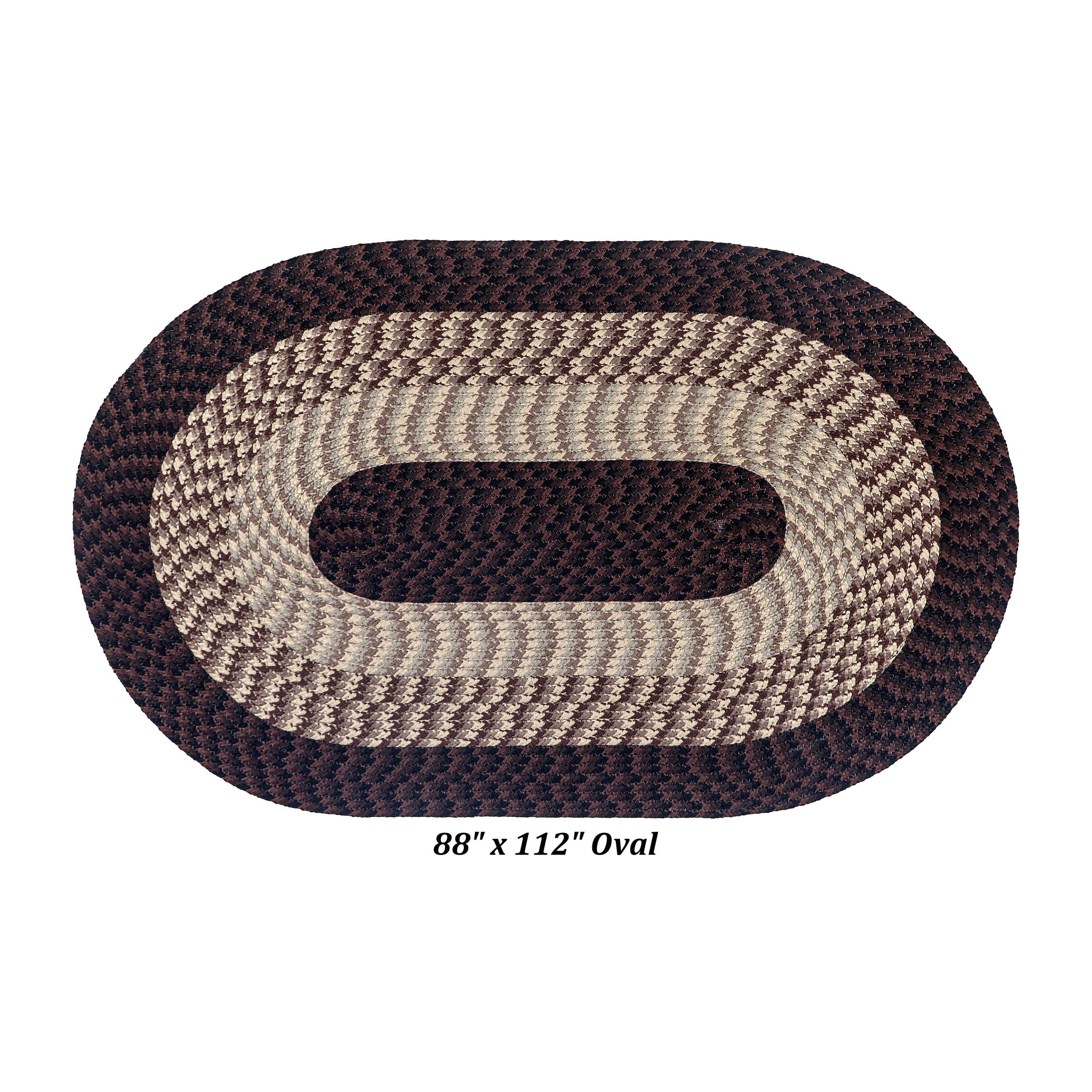Better Trends 88"x 112" Oval Rug 100% Polypropylene Durable & Stain Resistant Reversible Indoor Area Utility Rug (Chocolate Stripe) Alpine Stripe Collection