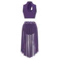 thumbnail image 4 of Sholeno Women Applique Lyrical Dance Outfits Sleeveless Tops Irregular Skirted Leotard Contemporary Dancewear Purple XL, 4 of 5