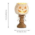 thumbnail image 2 of Small Vintage White Pumpkin Candle Holder, Distressed Wooden Candlestick, Rural Farmhouse Style Ornament, Festive Desktop Decor for Fall Halloween Thanksgiving, 2 of 7