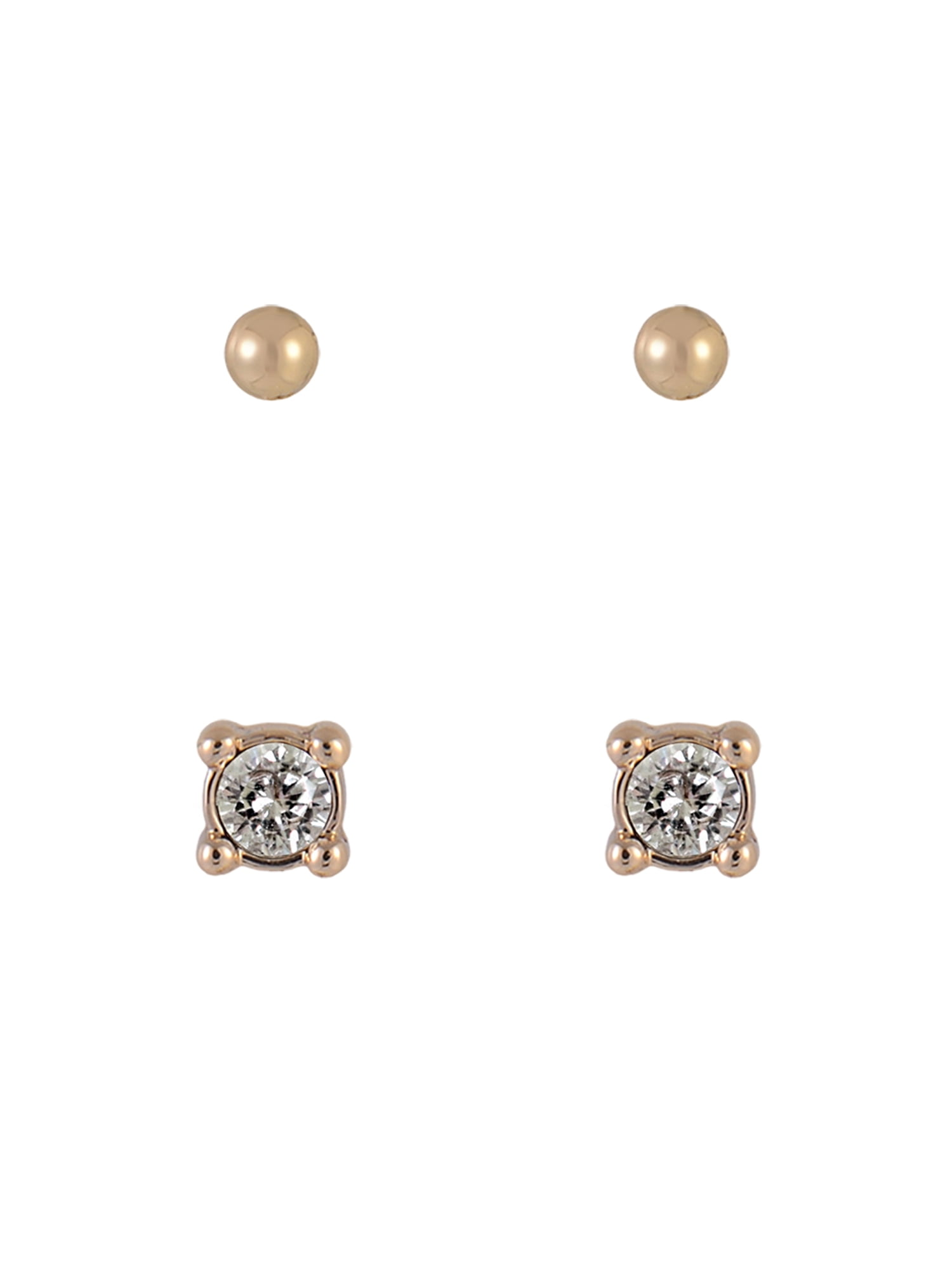 Time and Tru Goldtone 5pc Crystal Studs Hoop Initial "A"Earring Set