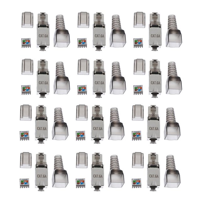 12 Uds cat six Extremos, cat / Conector , Conectores de Crimpado Ethernet, Enchufe de Red UTP Sólido Y Hugo Conector de enchufe RJ45 blindado