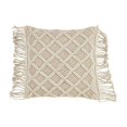 thumbnail image 2 of Fennco Styles MacramÃ© Collection Shabby Chic Fringed Trim 100% Pure Cotton 18 x 18 Inch Throw Pillow, 2 of 11