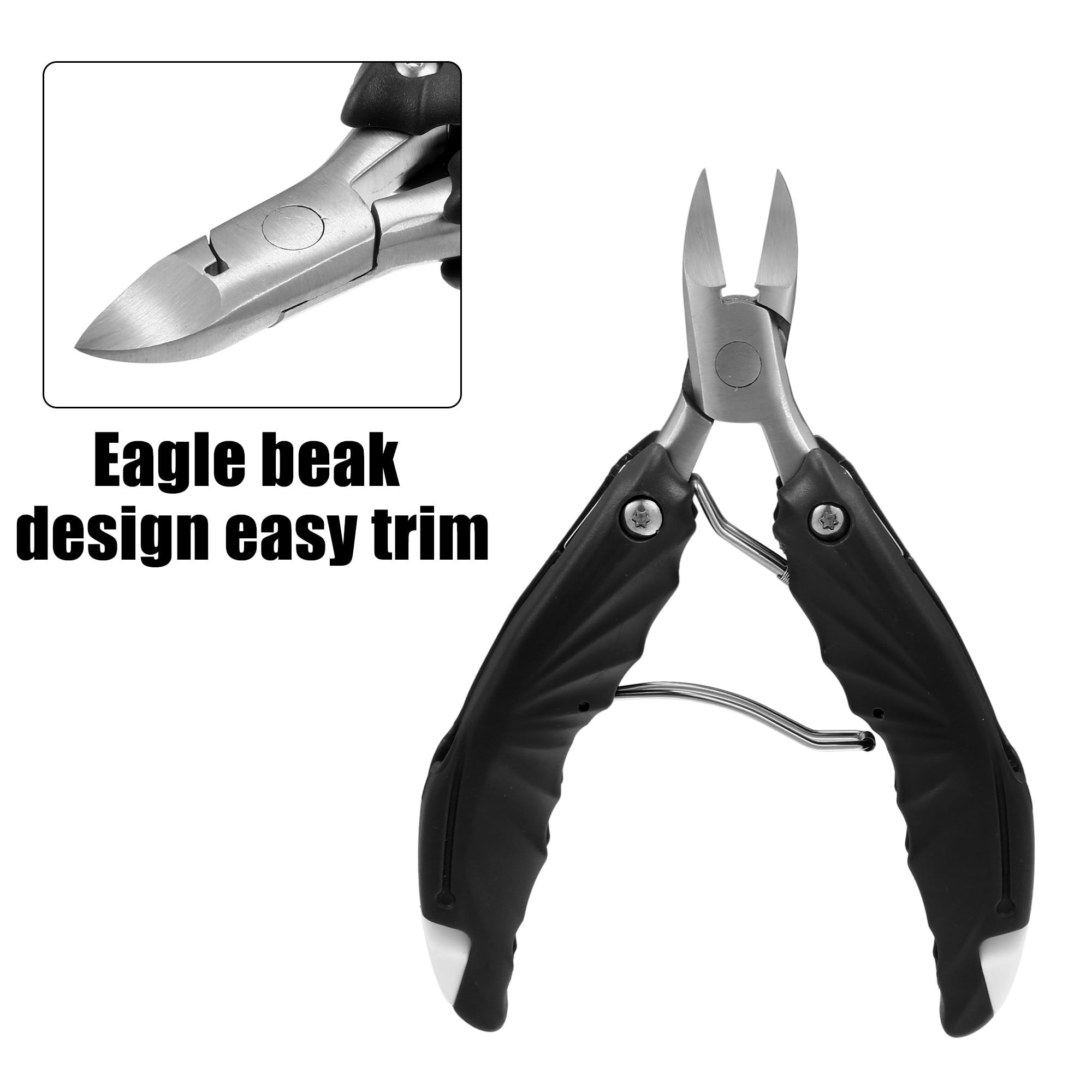 Unique Bargains Stainless Steel Toenail Clippers for Thick Nails Black