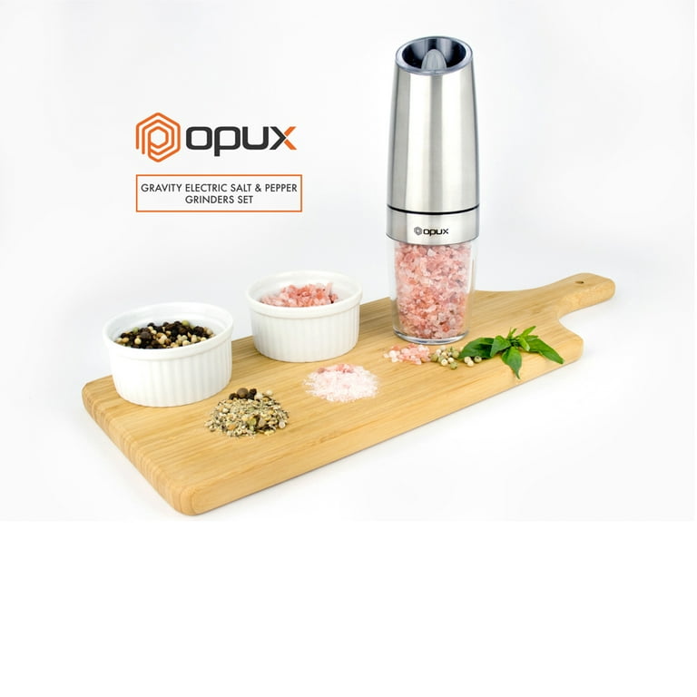 Gravity Electric Salt and Pepper Grinder Set, Battery Powered with LED  Light, Ad