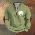 thumbnail image 2 of Penkiiy Día de San Patricio de hombre 1/4 Sudadera de cuello cremallera Shamrock Camisa irlandesa de manga larga XL Multicolor, 2 of 5