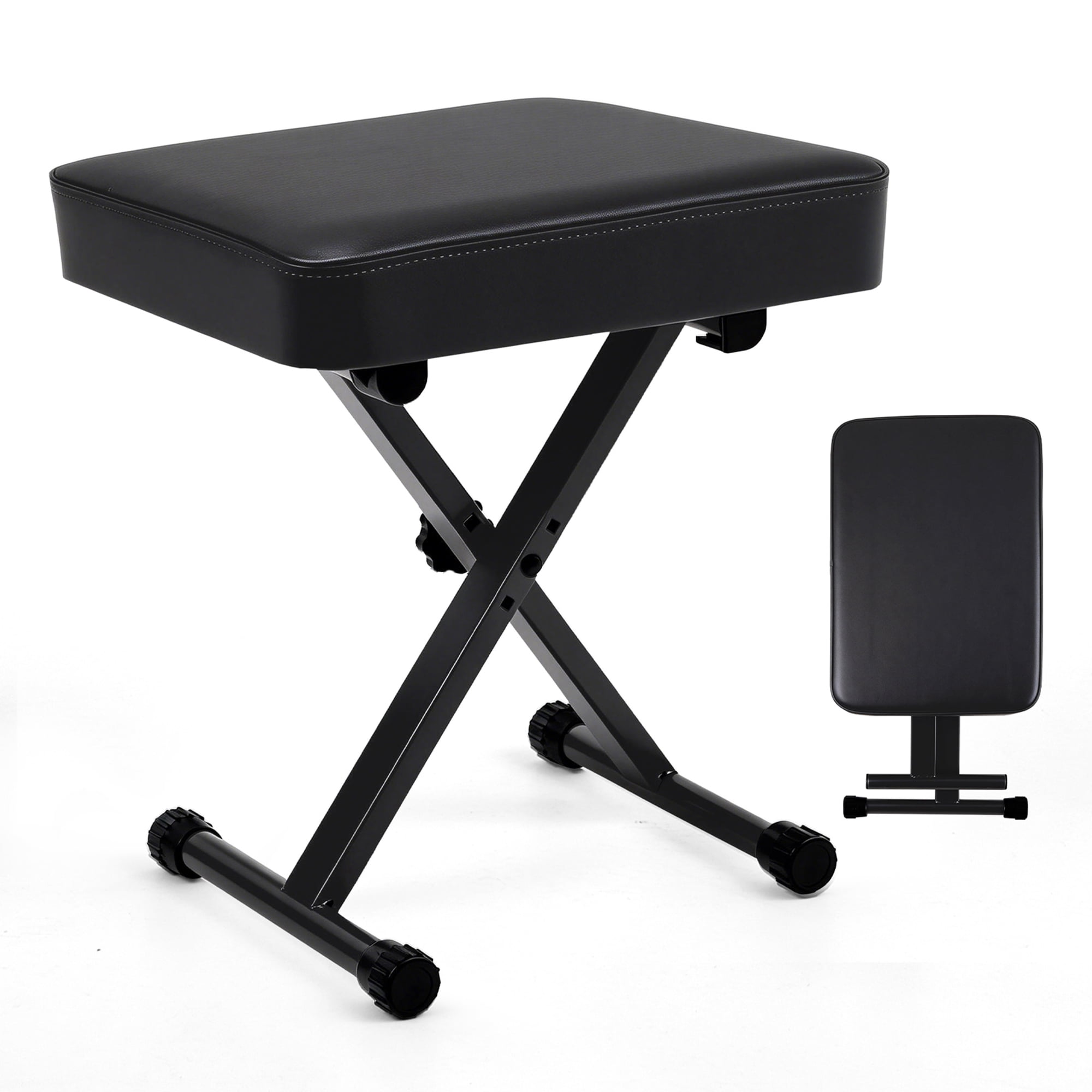 CONCETTA Portable Piano Bench Stool, Height Adjustable Keyboard Bench, Modern Bench for Living Room, Bedroom, Hallway, Black