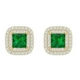 thumbnail image 3 of 1.73 ct Screw-Back Stud Earrings for Women | 5mm Princess Cut Simulated Emerald | 18K Yellow Gold, 3 of 5