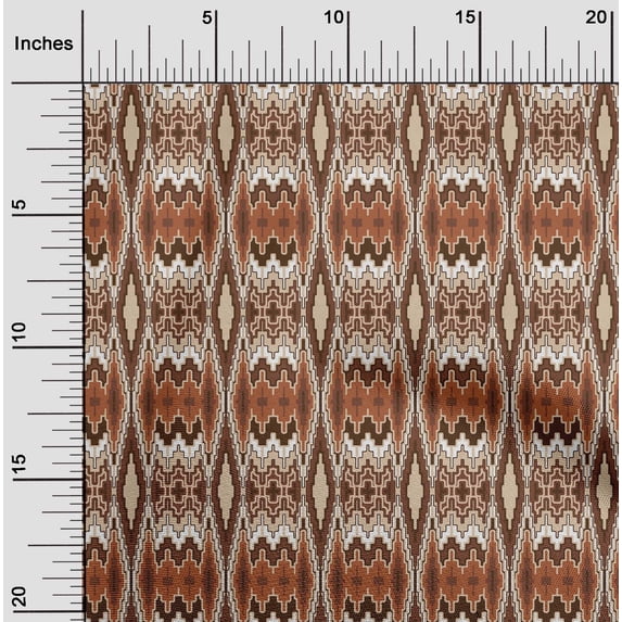 oneOone Organic Cotton Voile Fabric Geometric Flame Stitch Print Fabric BTY 42 Inch Wide