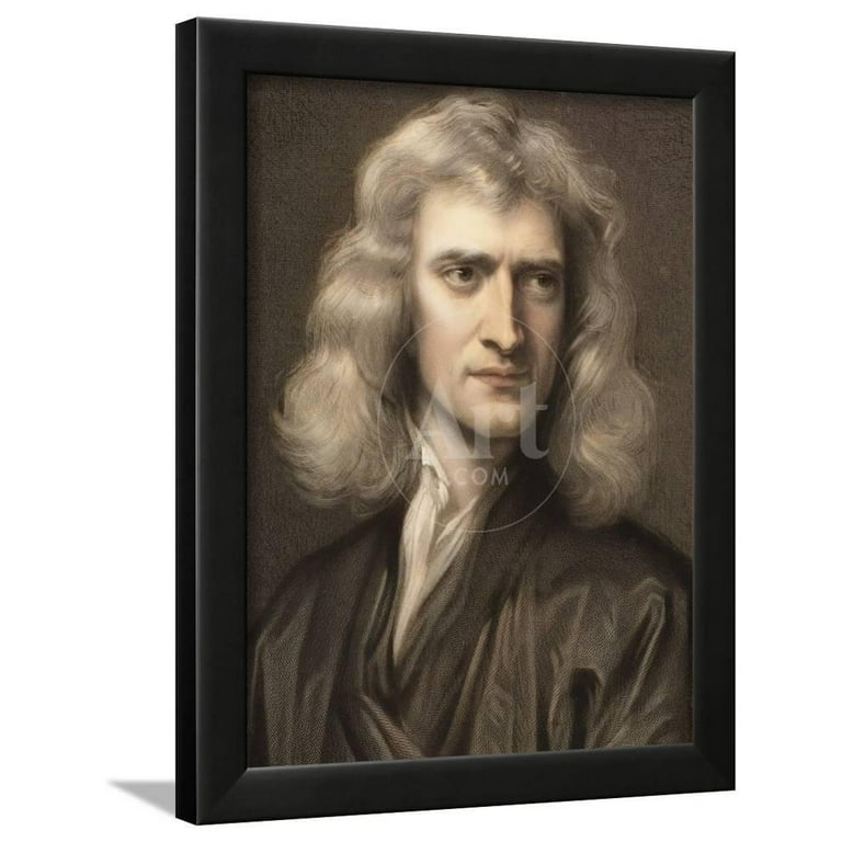 1689 Sir Isaac Newton Portrait Young, Figurative Framed Art