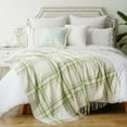 thumbnail image 7 of BATTILO Light Green Plaid Throw Blanket for Couch, Summer Lightweight Acrylic, 50" x 60", 7 of 7